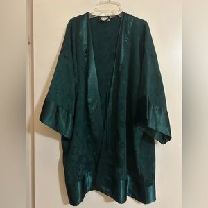 Vintage Victoria's Secret Gold Tag Green Robe One Size 90s Floral Print